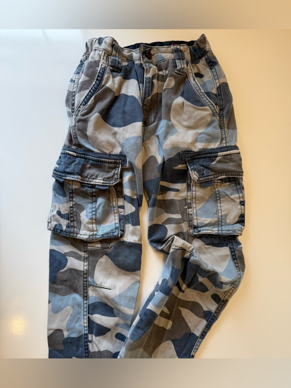 MINI BODEN BLUE & GRAY CARGO PANTS KIDS 8Y